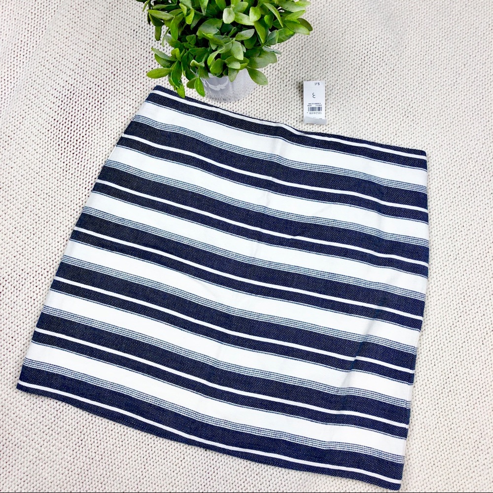 LOFT Black and White Striped Skirt